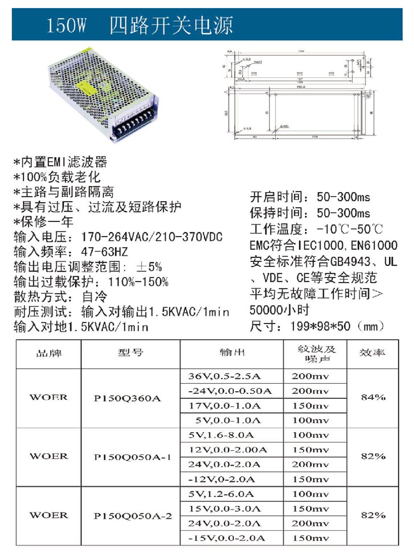 150W四路開(kāi)關(guān)電源